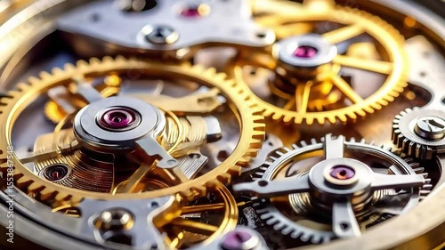 Wallpaper Mural Mechanical Watch Gears Close-up in Motion Torontodigital.ca