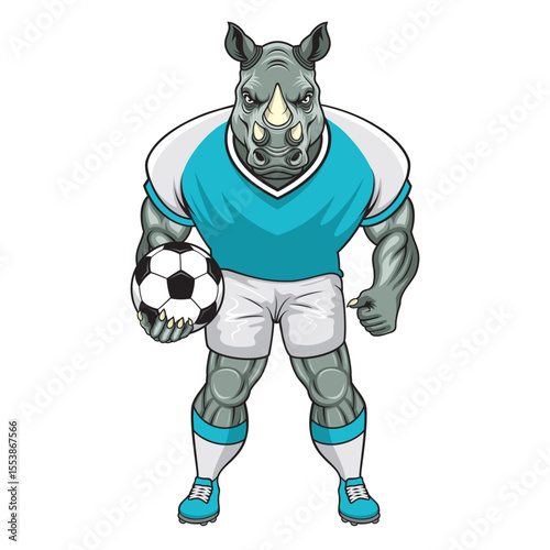 football mascot rhino vector illustration rhino football design