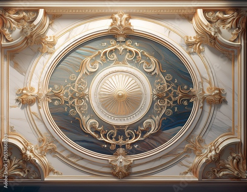 lavish antique baroque barocco ornate marble ceiling frame non linear reformation design elaborate ceiling with intricate accents depicting classic elegance and architectural beauty