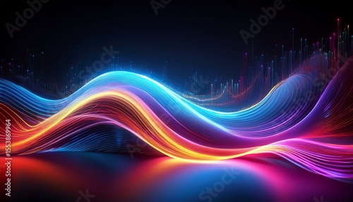vibrant neon wave lights inspiring dynamic abstract backgrounds for digital designs enhancing modern aesthetics and data flow visuals ideal for tech themed projects and contemporary use