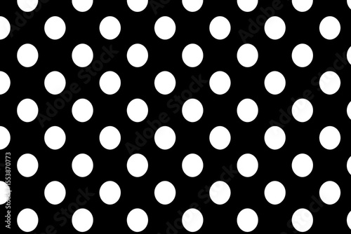 Seamless Classic Black and White Polka Dot Pattern for Retro Fashion, Textile Design or Minimalist Graphic Backgrounds