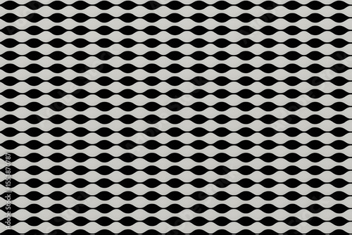Minimalist Black and White Wavy Line Seamless Pattern for Optical Illusion Design, Textile Backgrounds or Monochrome Decorative Print Projects