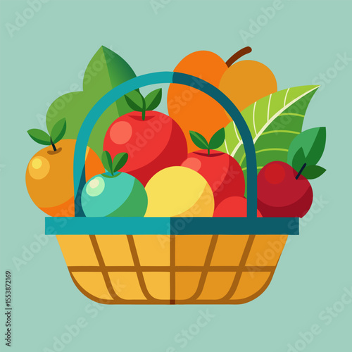 Fruit market basket illustration