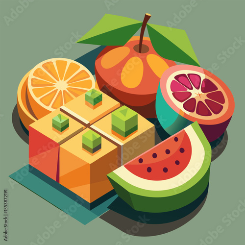 Isometric fruit vector