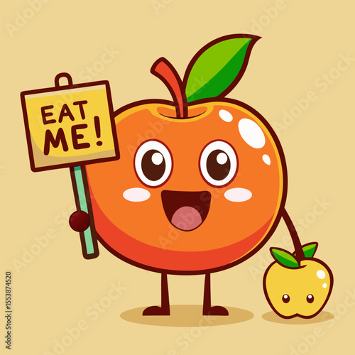 Fruit holding a sign saying "Eat Me!"
