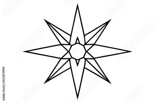 A vector illustration of a compass rose flower with a north star icon, symbolizing wind direction, travel, and nautical adventure