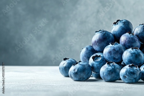 Fresh Blueberries Arranged on a Simple Plate With Green Leaves in the Backgro...