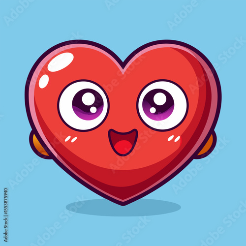 funny cartoon heart with a smile