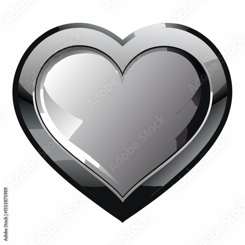 silver heart with silver ribbon