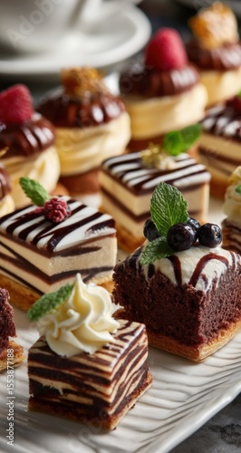 Wallpaper Mural Assorted Assorted Mini Pastries and Cakes with Chocolate Fruits Creams and Fresh Garnishes in Elegant Dessert Display Torontodigital.ca