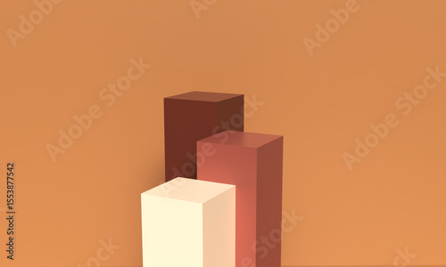 Brown cream white color square podium stage product scene pedestal exhibition mockup empty blank dais template product studio cosmetic racked showing advertisement product sale marketing square mockup