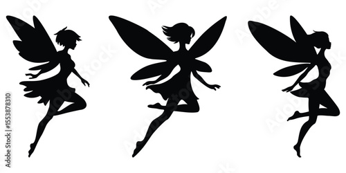 Set of Sprite Fairy Silhouettes