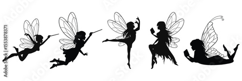 Set of Sprite Fairy Silhouettes
