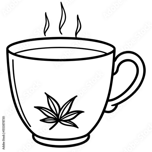 Mug with Herbal Tea Silhouette Design