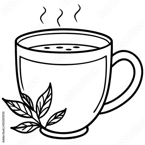 Mug with Herbal Tea Silhouette Design
