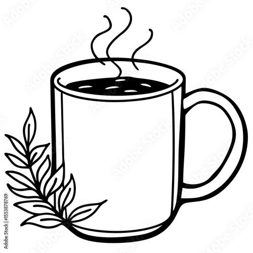 Mug with Herbal Tea Silhouette Design