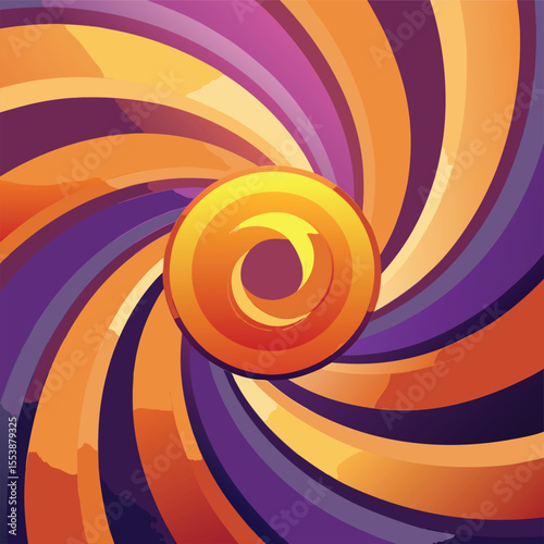 Abstract Swirl Vector with Purple-Orange Gradient and Radiant Center – Dynamic Lighting Design

