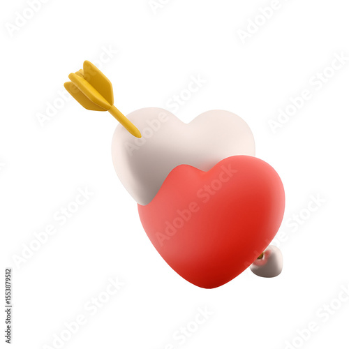 A stylized heart design with an arrow, symbolizing love and affection.