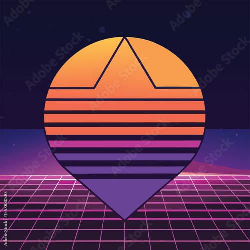 Futuristic Geometric Vector with Diagonal Purple-Orange Gradient Layers and Radiant Glow Illustrator Artwork