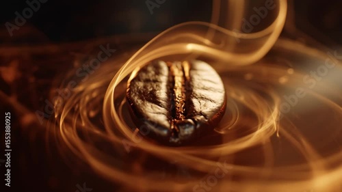 Closeup Coffee Bean In Spinning Smoke