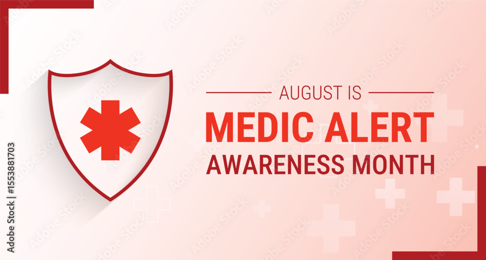 Fototapeta premium August is Medic Alert Awareness Month. Holiday concept. Template for background, banner, card, poster