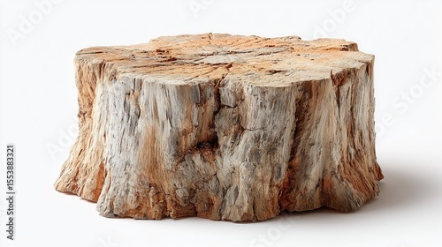 Close-up of a rustic wooden stump showcasing its intricate textures and natural patterns, perfect for nature-themed projects.