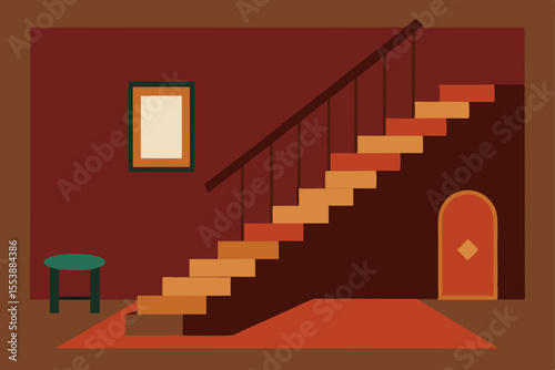 staircase with red carpet