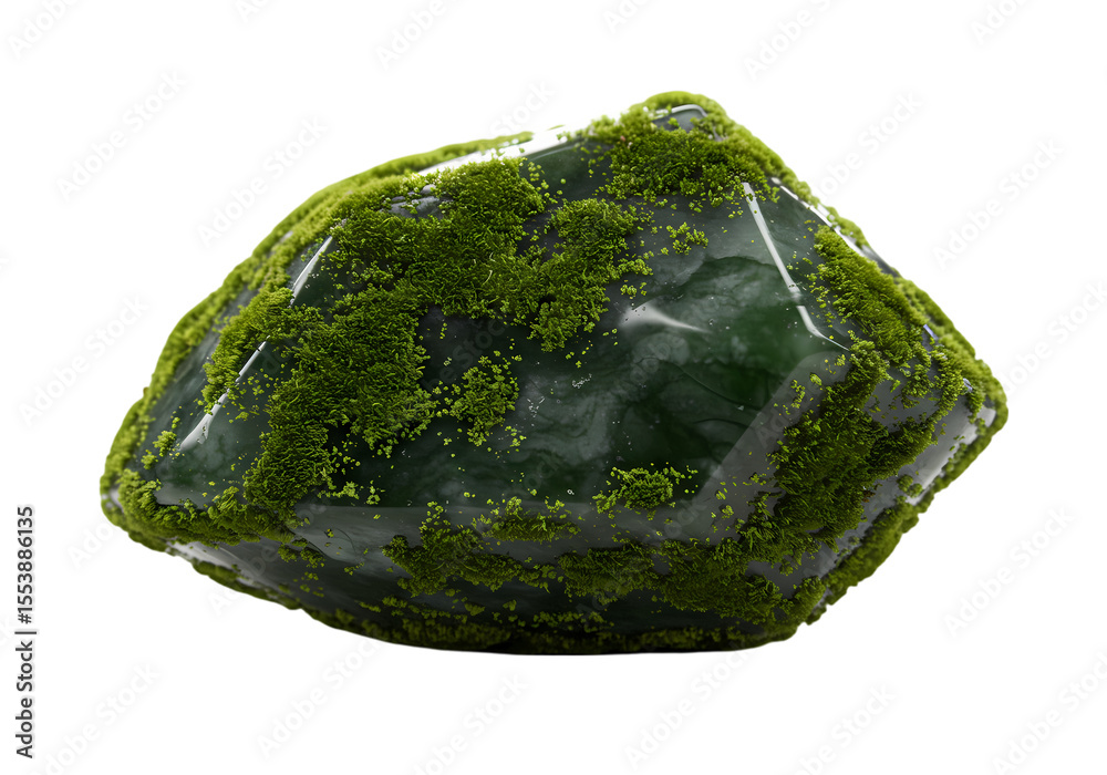 MossCovered Stone A CloseUp View isolated on transparent baackground MossCovered Stone A CloseUp View isolated on transparent baackground