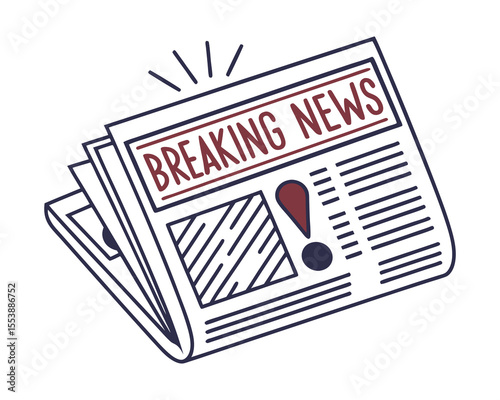 Colorful Breaking News Newspaper Vector Icon Set for Media Design Projects
