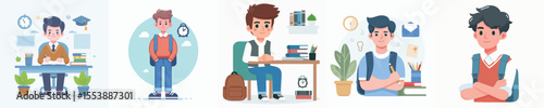 vector of a male college student