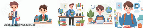 vector of a male college student