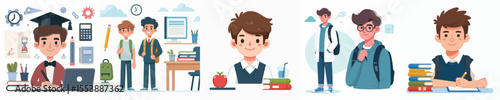 vector of a male college student