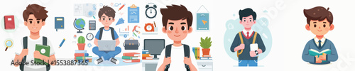 vector of a male college student