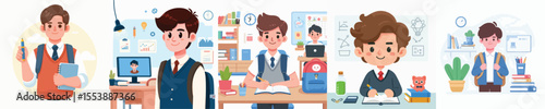 vector of a male college student