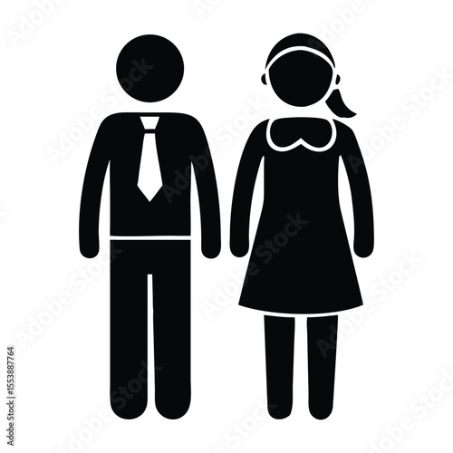 Simple Vector Icons Set of Man and Woman, Gender Representation Designs, Human Figure Illustrations, Social Diversity Graphics