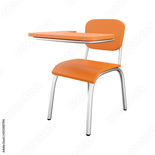 A modern orange school desk and chair designed for student use in educational settings.