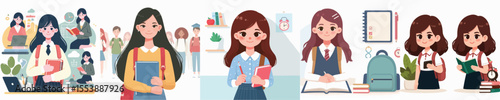 vector of a female college student