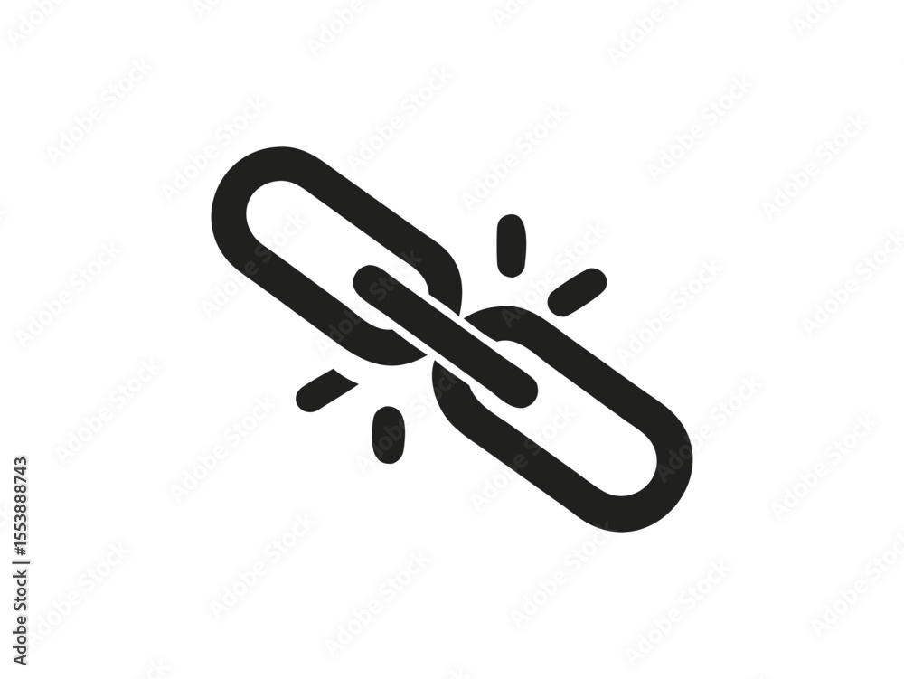 Dramatic Black Vector Silhouette Icon of Broken Chain for Freedom Themes, Conflict Designs, and Social Justice Graphics Dramatic Black Vector Silhouette Icon of Broken Chain for Freedom Themes, Conflict Designs, and Social Justice Graphics