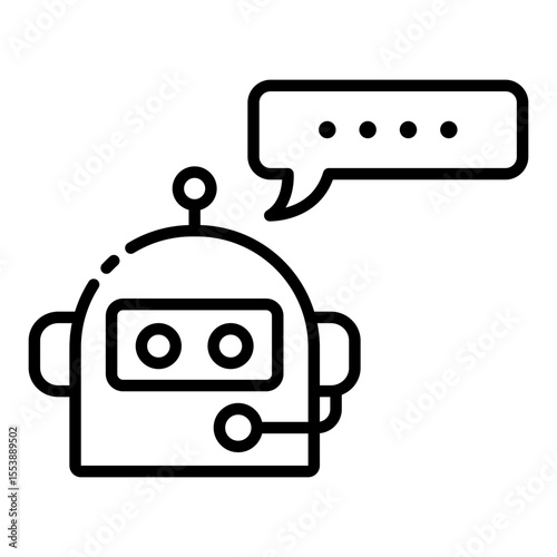 chat bot outline icon for automated communication and AI response