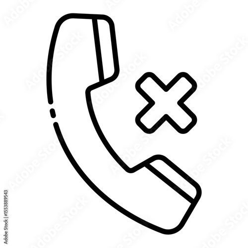 rejected call outline icon for denied phone communication