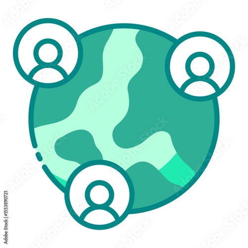 global network green filled line icon for worldwide communication connection