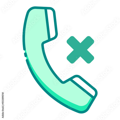 rejected call green filled line icon for denied phone communication