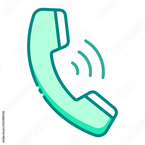 phone ringing green filled line icon for incoming communication alert