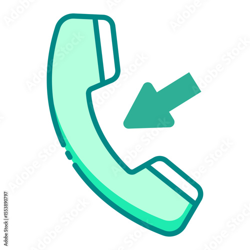incoming call green filled line icon for receiving phone communication