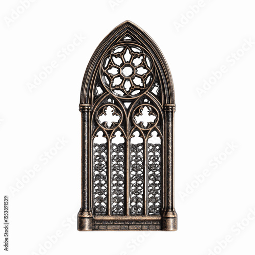 Gothic Arch Window Design - Ornate Bronze