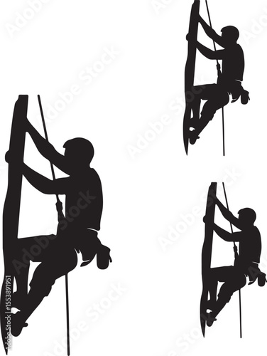Silhouettes of people including man and woman in dynamic dance and sports poses vector illustration