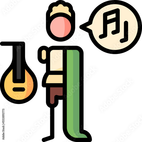 troubadour illustration on a white background       