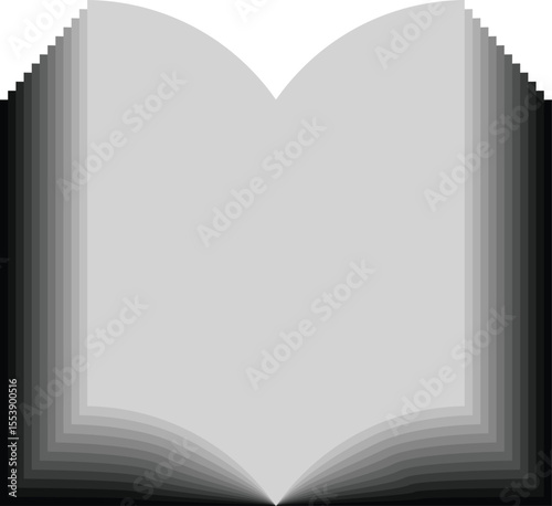 Open book with graduated pages and clean white space