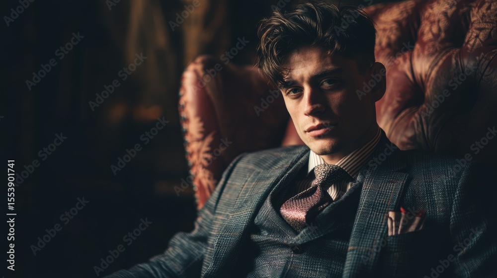 Obraz premium Timeless Vintage Style of a Gentleman in a Classic Suit