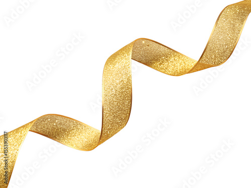 Elegant Golden Ribbon Twirls Gracefully Against a Dark Backdrop, Radiating Luxury and Festive Cheer